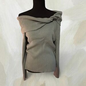 Ambercrombie&Fitch Off-Shoulder Ribbed Sweater - bluish/green